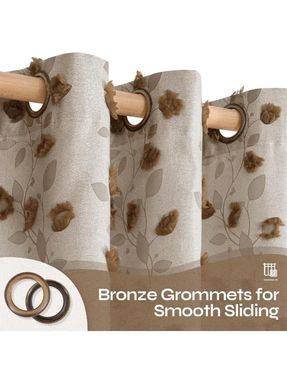 Elegant Brown Linen Curtains for Living Room - 90